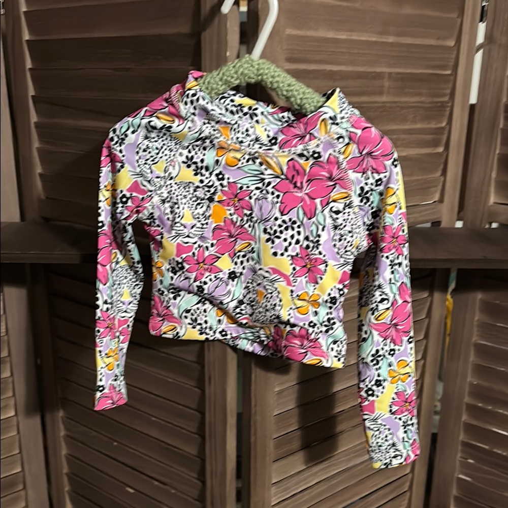 Two-Piece Floral and Leopard Print Kids Swimsuit
